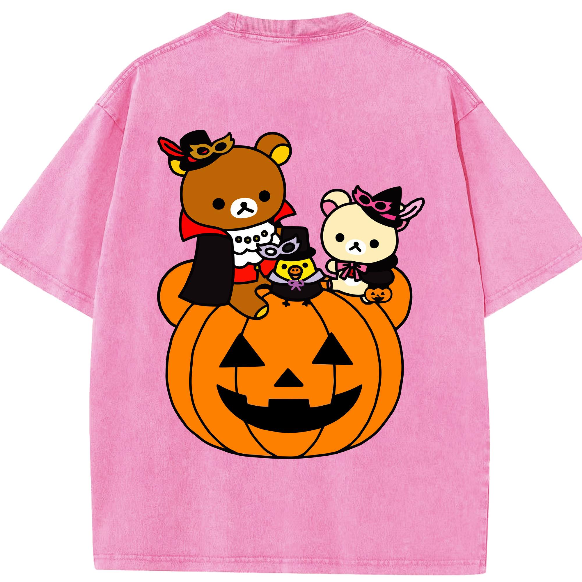 （画像用） リラックマ リラックマ キイロイトリ Rilakkuma Korilakkuma Kiiroitori 綿100% ヴィンテージ風 半袖Tシャツ（背面プリント）